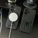 Case for iPhone 16 [Compatible with MagSafe] Built in Magnetic Cute Sleek Print Cartoon Cool Style Design for Man Boys Bat Soft TPU Protective Shockproof Mate Black