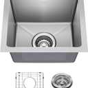 KRAUS Fairlane 15-inch Undermount Single Bowl 18-Gauge Stainless Steel Kitchen Bar Sink, KHU631-15