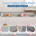 Longer Bathtub Splash Guard for Tub Kids, Bathtub Water Guards Play Shelf for Bathing, Toy Tray Caddy Holder for Tub, Silicone Tub Splash Guard Prevent Water Spills in Bathroom (2.6FT, Grey)