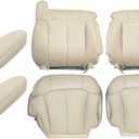 Priprilod Light Tan 522 or 922 Microfiber Leather Driver & Passenger Side Bottom & Top Lean Back & Armrest Covers Replacement Seat Covers Compatible with Chevy Tahoe Suburban 1999 2000 2001 2002