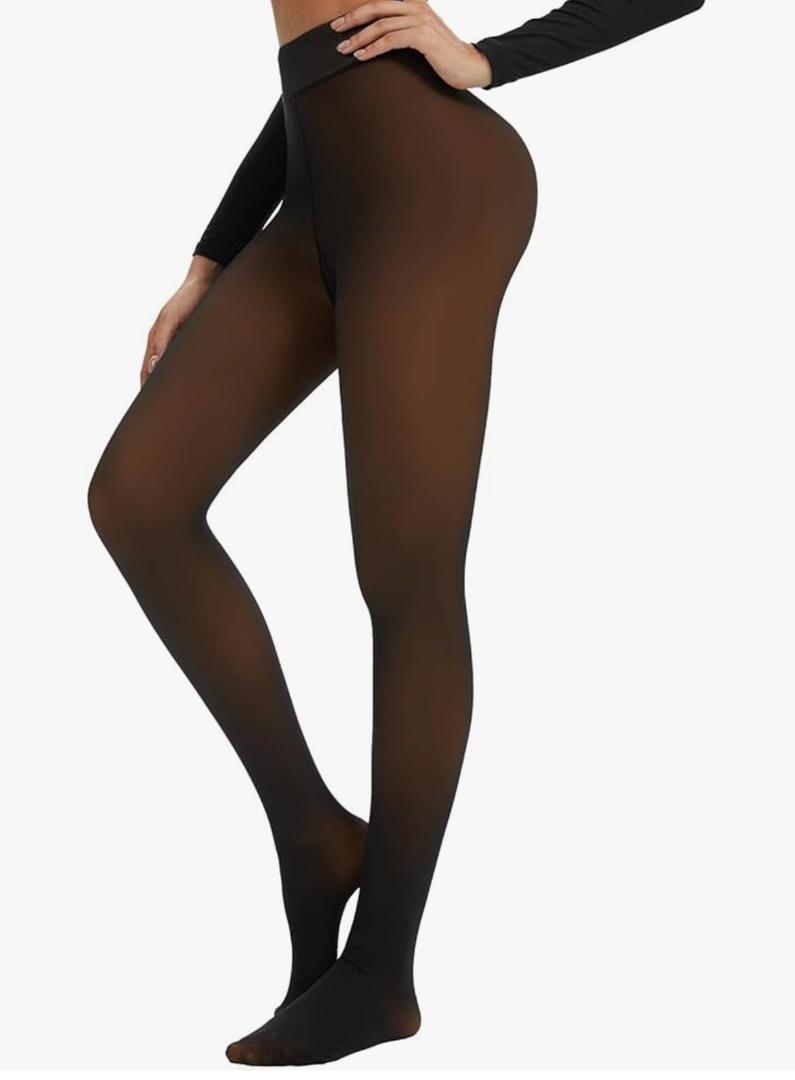 Fleece Lined Tights Leggings Women Black,Fleece Lined Tights Thermal Warm or Winter Skintone Sheer, S