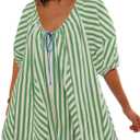 SENSERISE Womens Oversized Striped Romper Dress Shorts Jumpsuit Travel Outfit Beach Vacation Clothes with Pockets M