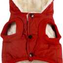 Vecomfy Fleece Lining Extra Warm Dog Hoodie in Winter,Small Dog Jacket Puppy Coats with Hooded,Red S (Small (Pack of 1))