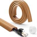 Floor Cord Cover 4ft, Cord Hider Floor Yellow Oak Wood, Cable Management Prevent Trips, Cable Cover Wire Covers for Electric Power Cords, Wire Protector Cavity W0.47in x H0.28in