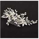 SWEETV Handmade Wedding Hair Comb,Pearl Flower Bridal Hair Clip Hair Accessories for Women Wedding, Gold