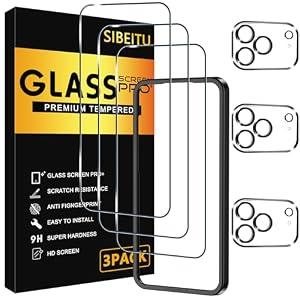 SIBEITU 3 Pack Screen Protector for iPhone 17 Pro Max with 3 Pack Camera Lens Tempered Glass Protector + Installation Frame, 6.9 Inch HD Clear Glass Film 9H Hardness Scratch Resistent, Case Friendly