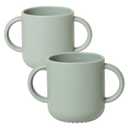 ROCCED Silicone Training Cup for Infants 2 Handles, Toddler Learning Cup Baby Drinking Open Cups Easy Grip Handles Toddler Cup for 6 Months+ 150ml/5oz-Sage