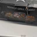 Hotpot Grill Combo, Indoor Korean BBQ, Shabu Shabu Electric Hot Pot with Divider, Portable with Free Strainer Scoops, Extra Long Chopsticks, Tongs, Cloths, Smokeless Grill