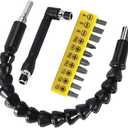 11.7in Flexible Screwdriver Bit Extension Kit - 10pc Set with 90 Angled Bits and Soft Shaft Adaptors