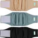 wegreeco Washable Male Dog Belly Band (Stylish Pattern)- Pack of 3 - Washable Male Dog Belly Wrap, Dog Diapers Male - Black, Blue, Coffee, (X-Small), (9" to 11")