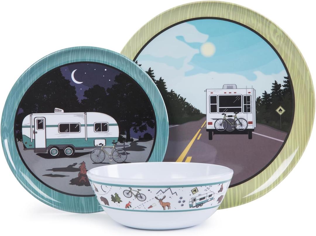 Melamine Plates and Bowls Sets,12pcs Melamine Dinnerware Sets, Unbreakable Dinnerware Set,RV Camping Dishes Set,Lightweight, Dishwasher SafeWhite car