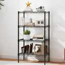 DUMOS 4-Tier Metal Wire Storage Shelves, Adjustable Standing Storage Rack Shelf, Heavy Duty Steel Shelving Unit Organizers for Kitchen Bathroom Pantry Garage, 23.3" W13.4" D47" H, Black