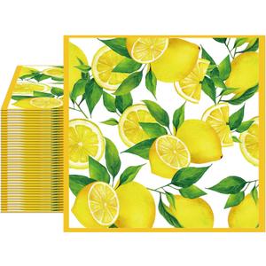 40pcs Lemon Paper Napkins, 2 Ply Yellow Citrus Fruit Theme Disposable Napkins Decorative for Kitchen Bathroom Lemon Decor Themed Party Supplies 6.5x6.5 Inch