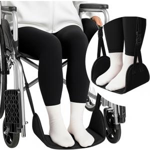 SPRING SEAON Wheelchair Foot Rest Hammock, Adjustable Leg Support Foot Sling with Soft Padded Base, Anti-Squeeze Footrest Replacement for Wheelchairs, Essential Wheelchair Accessories (Black)