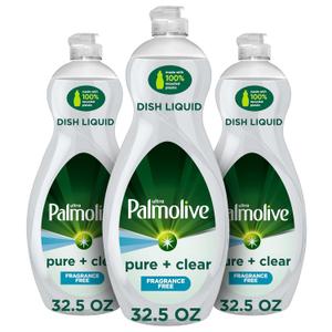Palmolive Ultra Dishwashing Liquid Dish Soap, Pure + Clear Fragrance Free - 32.5 Fluid Ounce, Pack of 9