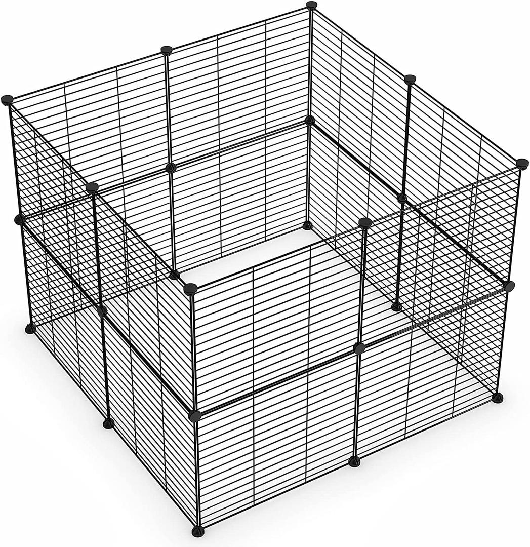 LURIVA Small Animal Playpen, Guinea Pig Cages, Pet Playpen, Rabbit Cage,Small Animal Cage, Puppy Kitten Dog Playpen, Indoor Outdoor Portable Metal Wire Yard Fence,15 X 12 Inch, 16 Panels, Black.