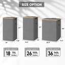 BALEINE Laundry Hamper with Lid, Tall Laundry Baskets with Bamboo Pull Handles, Large Laundry Bin with Internal Support (26 Gal/100L, Beige)