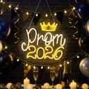 Baquler Light up Prom 2026 LED Neon Sign with Crown 15 x 13 Adjustable Hanging LED Light Sign for Photos Prom Party Class of 2026 Celebrations Graduation Gift for Dorm Backdrop Room Decor