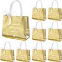 Silkfly 36 Pcs Gold Return Gift Bags, 8"x4"x10" Thank You Gift Bags Reusable Wedding Welcome Tote for Guests, Christmas Housewarming Supplies with Handle for Guest Bridesmaid Birthday Party Favors