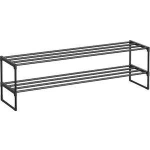 SONGMICS Shoe Rack, 2-Tier Shoe Organizer, Metal Storage Shelf, Upright or Upside Down, for 15-18 Pairs, Stackable, for Entryway, 11.8 x 46.1 x 13.4 Inches, Black ULSA032B01