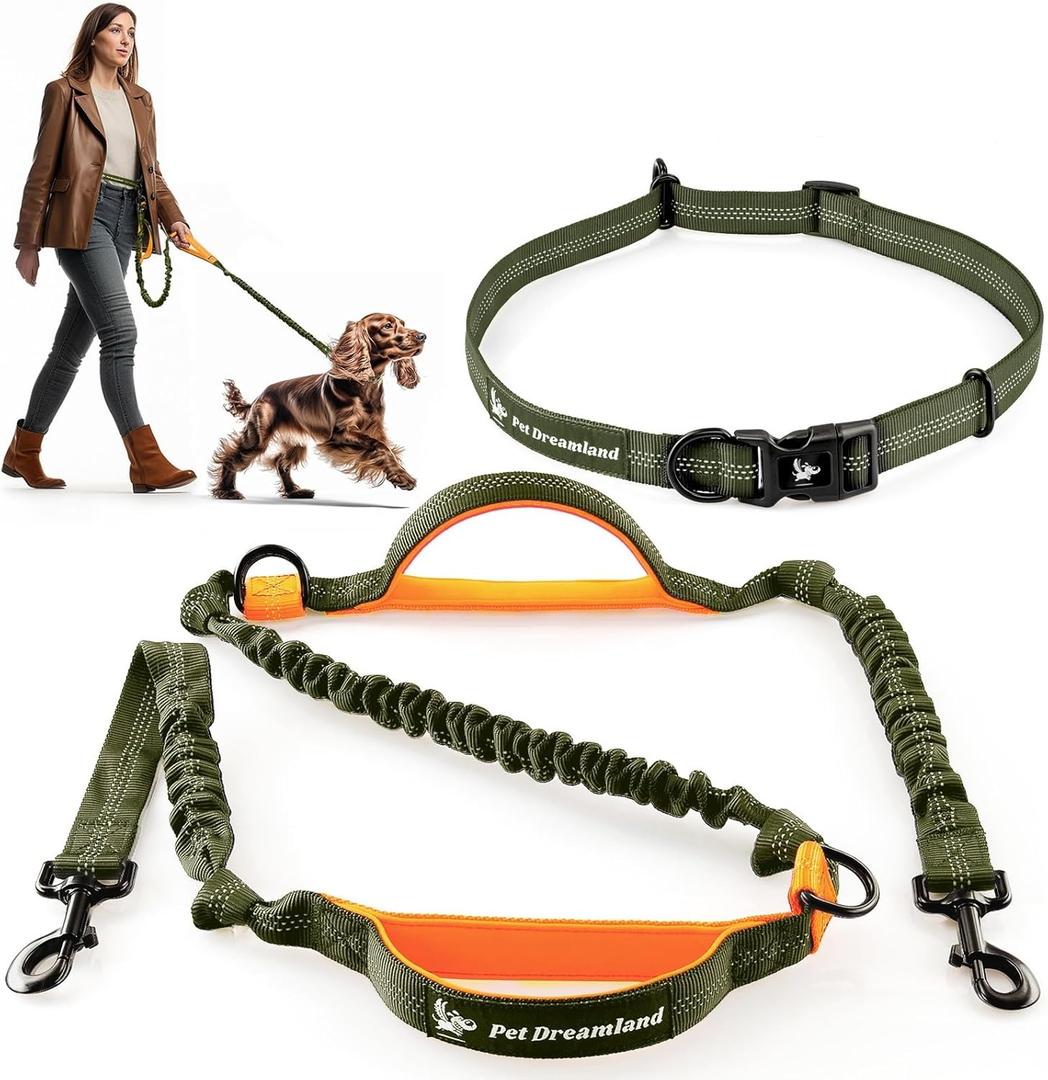 Exquisite HandsFree Leash for Medium Dogs: Ultimate Comfort & Freedom for Running, Walking, Hiking. Premium Quality, Durable & Versatile Waist Dog Leash Belt. Your Dog Will Love It 59" 10-35lbs