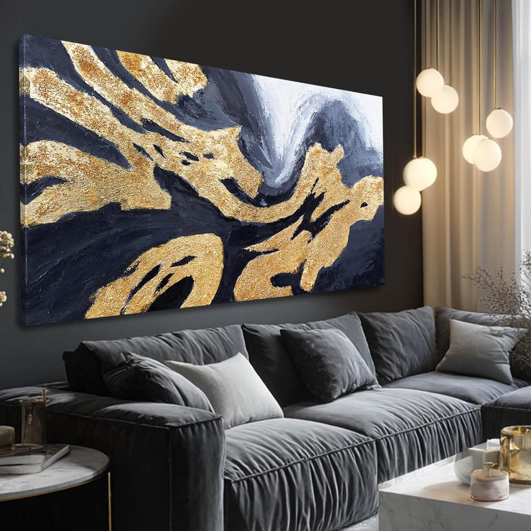Kureful Abstract Large Wall Art Neutral Wall Decorations Modern Paintings Wall Decor 24"x48" Decorative Pictures for Bedroom Kitchen Artwork