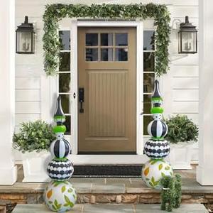 4.3Ft 2 Pcs Large Inatable Christmas Ornaments Balls Outdoor, Topiary Decorations for Urn Porch, Yard Garden Garden Easter Decor Black