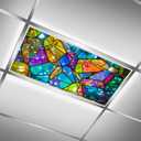2 Pack Fluorescent Light Covers for Classroom - Color Geometry Magnetic Ceiling Light Cover Filters for School, Home, Office Drop Ceiling Lamp Decor, 4 X 2 Feet