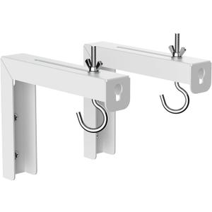 Suptek Universal Projector Screen Wall Mount L-Brackets Wall Hanging Mount 6 inch Adjustable Extension Mounting Hooks for Projection Screen up to 66 lbs, 30 kg Capacity Each, PRL001, White (1 Pair)