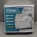 PlushDeluxe Premium Bamboo Mattress Protector – Queen Size, Waterproof, & Ultra Soft Breathable Noiseless Washable Bed Mattress Cover for Comfort & Protection - White