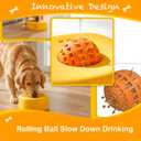 Interactive Slow Feeder Dog Lick Bowls for Liquid Treat Entertained Ball-in Bone Broth Dog Lick Bowl, 3/4 Cup Yogurt Pup for Large Medium Small Breeds Dietary