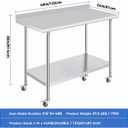 OSTBA Stainless Steel Prep Table 24 x 48 Inches with Backsplash and Casters | NSF certified work table with backsplash, wheels and adjustable undershelf for kitchen, garage, restaurant and hotel
