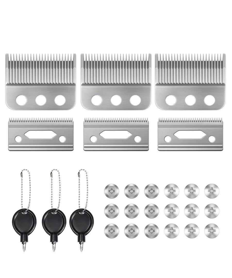 Professional 3-Hole Adjustable Clipper Blade Replacement Compatible with Wahl Designer, Senior, Cordless Designer, Pilot & Sterling Clippers, 13 mm Fade Blade (3 Pack)