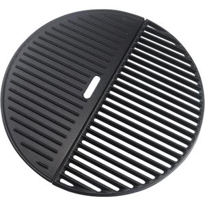 18" Half Moon Cooking Grate and Half Moon Reversible Griddle Replacement for Kamado Joe Classic III II I, Large Big Green Egg Kamado, Cast Iron Grid Grate for Weber Kettle 18" Charcoal Part