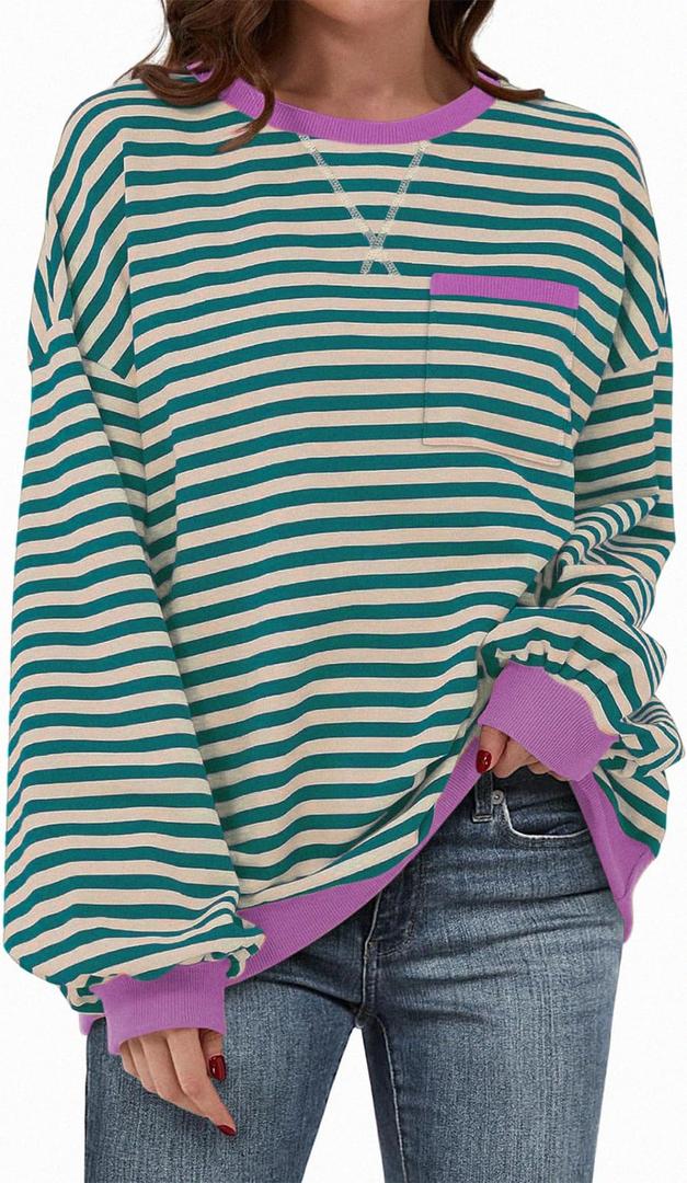 TARSE Oversized Hoodie for Women Comfort Colors Top Trendy Sweatshirt Crewneck Pullover Malachite Green (M)