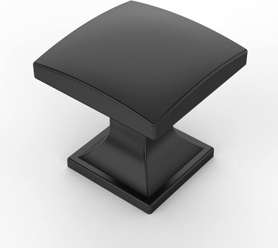 Amerdeco 10 Pack 1-1/3 Inch Matte Black Cabinet Knobs Single Hole Cabinet Pulls Dresser Knobs Round Drawer Knobs and Pulls for Bathroom Cabinets K0014