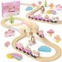 Unicorn Wooden Train Set for Toddler Girls Ages 2-4 Magical Fairy 38 Pcs Toddler Girl Toys with Railway Track Fantasy Toys for Girls 3-5 Year Old Kids