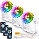 3-Pack Disco Ball Party Light Sound Activated Remote Control, 12 Modes DJ Strobe Stage Light for Graduation Decorations 2025 Prom Birthday Room Decor Dance Bachelorette Party Supplies White