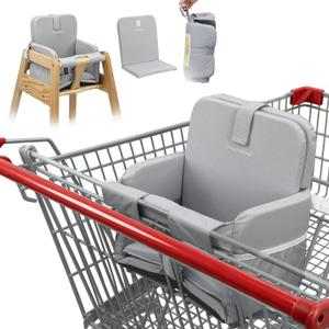 Padded Shopping Cart Seat Cover for Baby, 2-Layer Adjustable Grocery Cart Cover for Baby Infant Toddler, High Chair Cover for Restaurant, Machine Washable - Gray