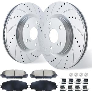 BETTHAND Front Brake Pads And Rotors Compatible With Toyota, Pontiac, Scion | For 09-10 Pontiac Vibe, 11-16 Scion tC, 16 Scion iM, 09-13 Matrix, 16-17 Mirai, 06-18 RAV4, Geomet-Coated Rotors Ceramic Pads