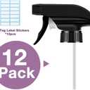 AMORIX 12PCS Spray Bottle Nozzle Trigger Sprayer Black Spray Top - Heavy Duty Replacement Nozzle with Mist Stream Sprayer, Fits 28/400 Boston Spray Nozzle for Bottles, Gardening, Cleaning Solutions