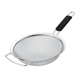 Kafoor 9" Large Extra Fine Mesh Strainer with Thermo Plastic Rubber Handle  Sieve Fine Mesh Stainless Steel  Ideal to Strain Pasta, Quinoa and Rice