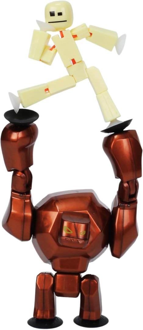 Zing StikBot & Mega Monster Stop-Motion Animation Pack  Exclusive Butter Yellow StikBot + Bronze Gigantus Figure, Creative Toy for Kids Age 4+