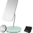 Desk Makeup Mirror with 1x/10x Magnification,360 Rotation Flexible Gooseneck Mirror with Stand,Tabletop Cosmetic Mirror,Good for Shower Shaving Traveling-Green