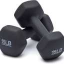 Amazon Basics Neoprene Hexagon Workout Dumbbell Hand Weight, 6.8kg / 15lbs - Set of 2