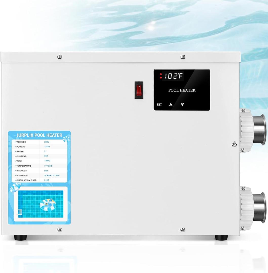 11KW 220V 50A Electric Pool Heater for Swimming Pool, Hot Tub & Spa Heater with Digital Touch Screen Thermostat, Efficient Water Warmer, Above Inground Pool & Ground Pool, Power Cord Not Included