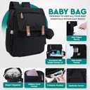 SKOPS Multifunctional Diaper Bag Backpack  Large Capacity Travel Baby Bag with Changing Pad and Insulated Pockets  Waterproof Maternity Baby Bag for Boys Girls with Stroller Straps & Pacifier Case (Black)