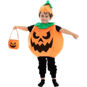 Spooktacular Creations Halloween Pumpkin Costume Kids with Basket Outfit for Toddler Child Halloween Dress Up Party (3T)