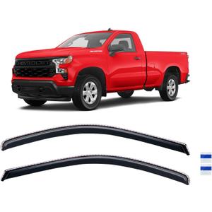 in-Channel Rain Guards for 2019-2025 Chevy Silverado & GMC Sierra 1500 Standard Cab, Window Visor Shields Vent Deflector Shade Wind Dark Smoke for 2020-2025 Silverado/Sierra 2500 HD 3500 HD, 2PCS