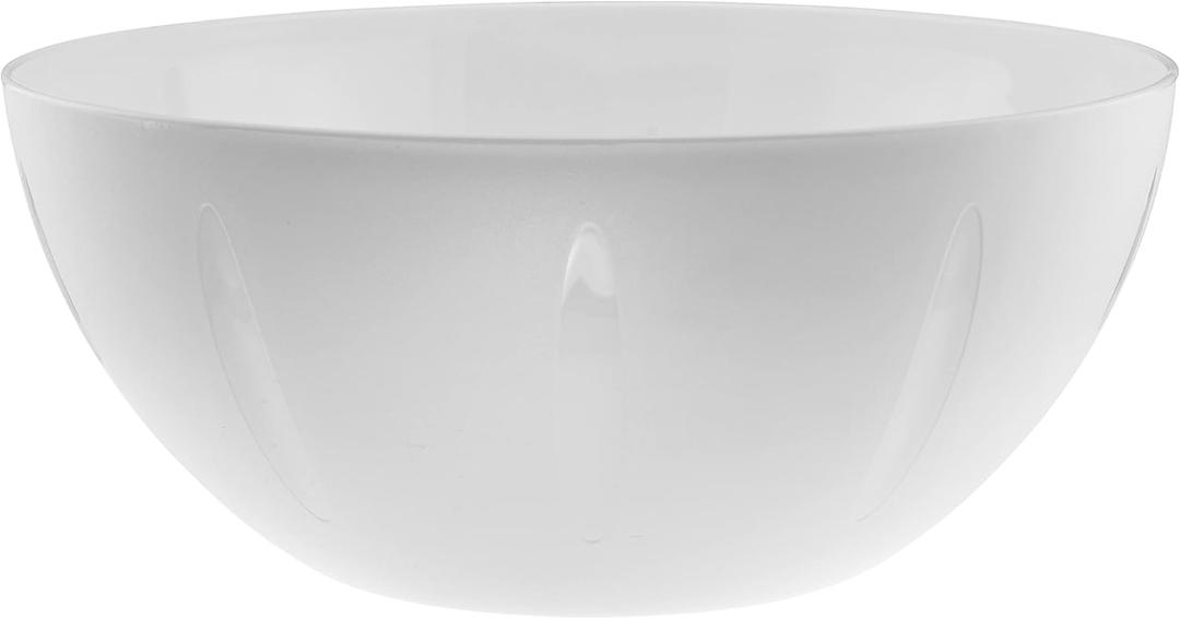 YBM HOME 10-Inch Plastic Serve Mixing Bowl for Everyday Meals - Ideal for Cereal, Snacks, Popcorn, Salad, and Fruits, Microwave Safe, Forsty White